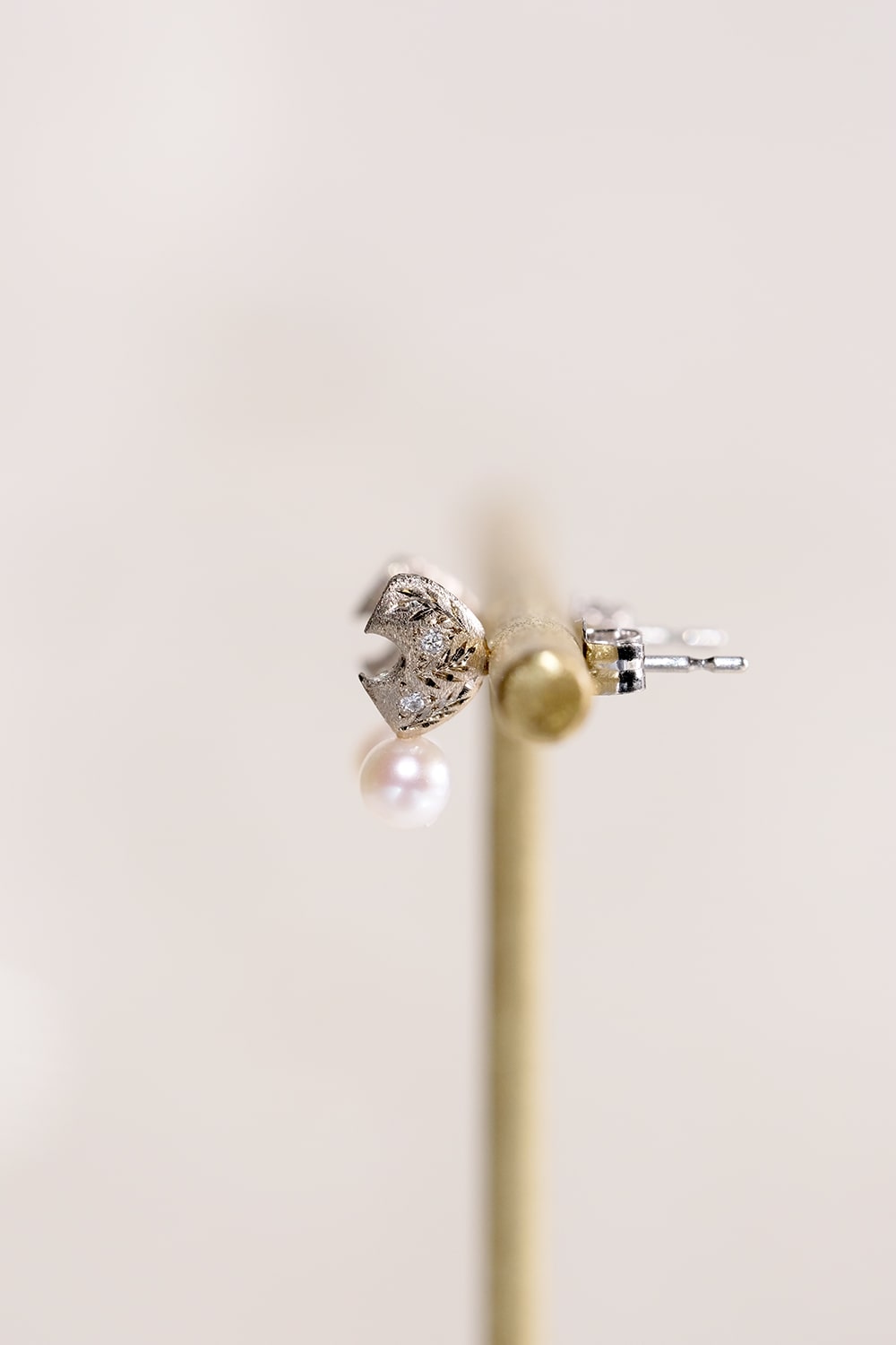Grape Diamond & Akoya Pearl White Gold Earrings