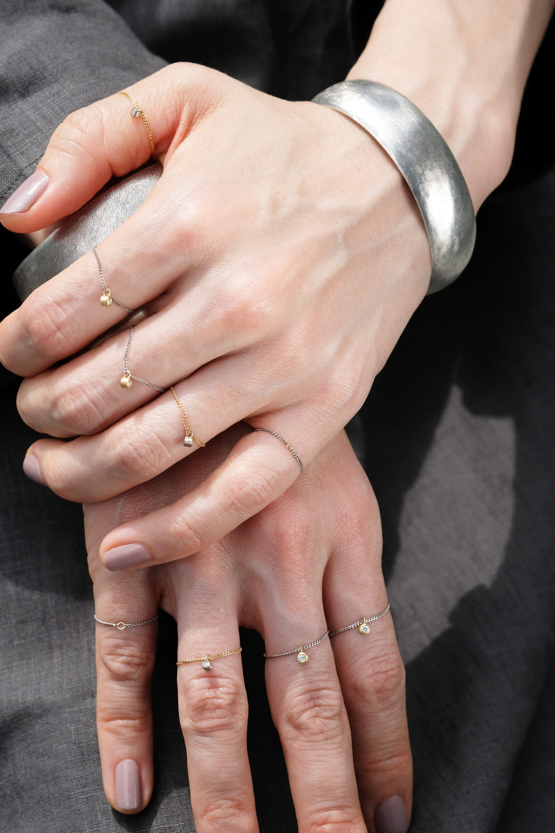 New Moon Chain Pinky Ring
