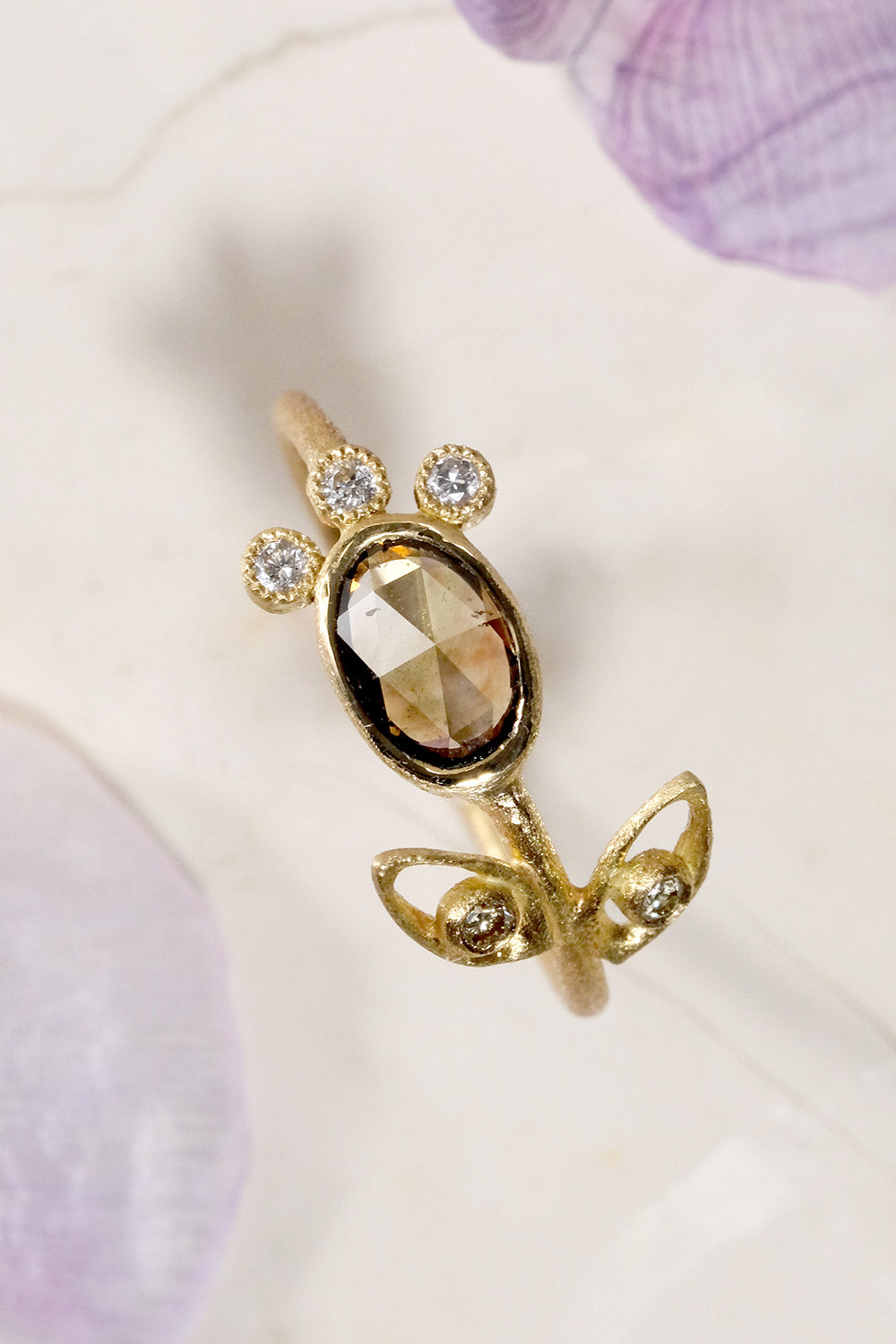 Brown Diamond Flower Ring (0.45 ct)