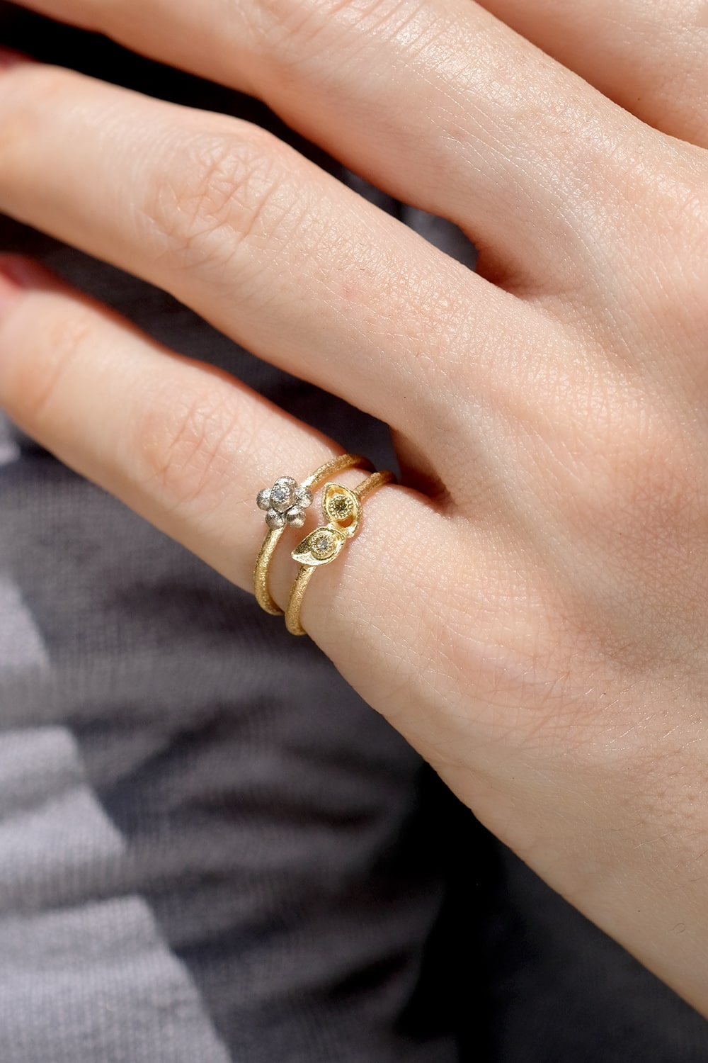 "çiçek" Leaf pinkie ring