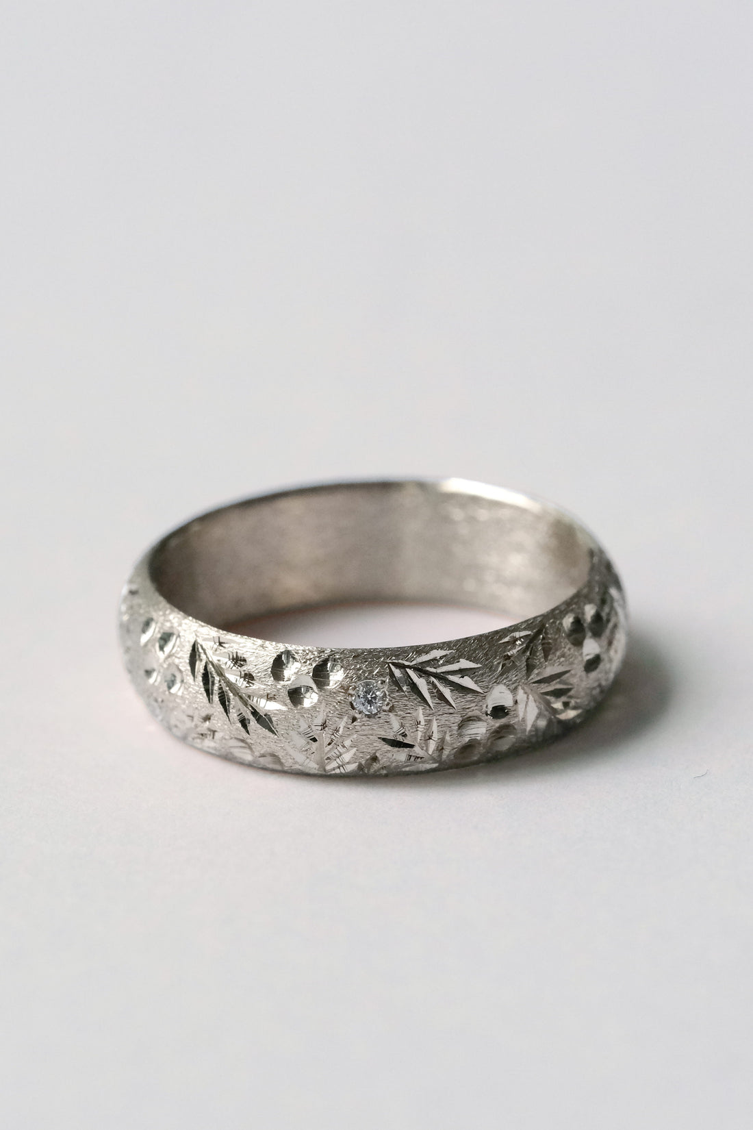 Grape White Gold Diamond Dome Ring