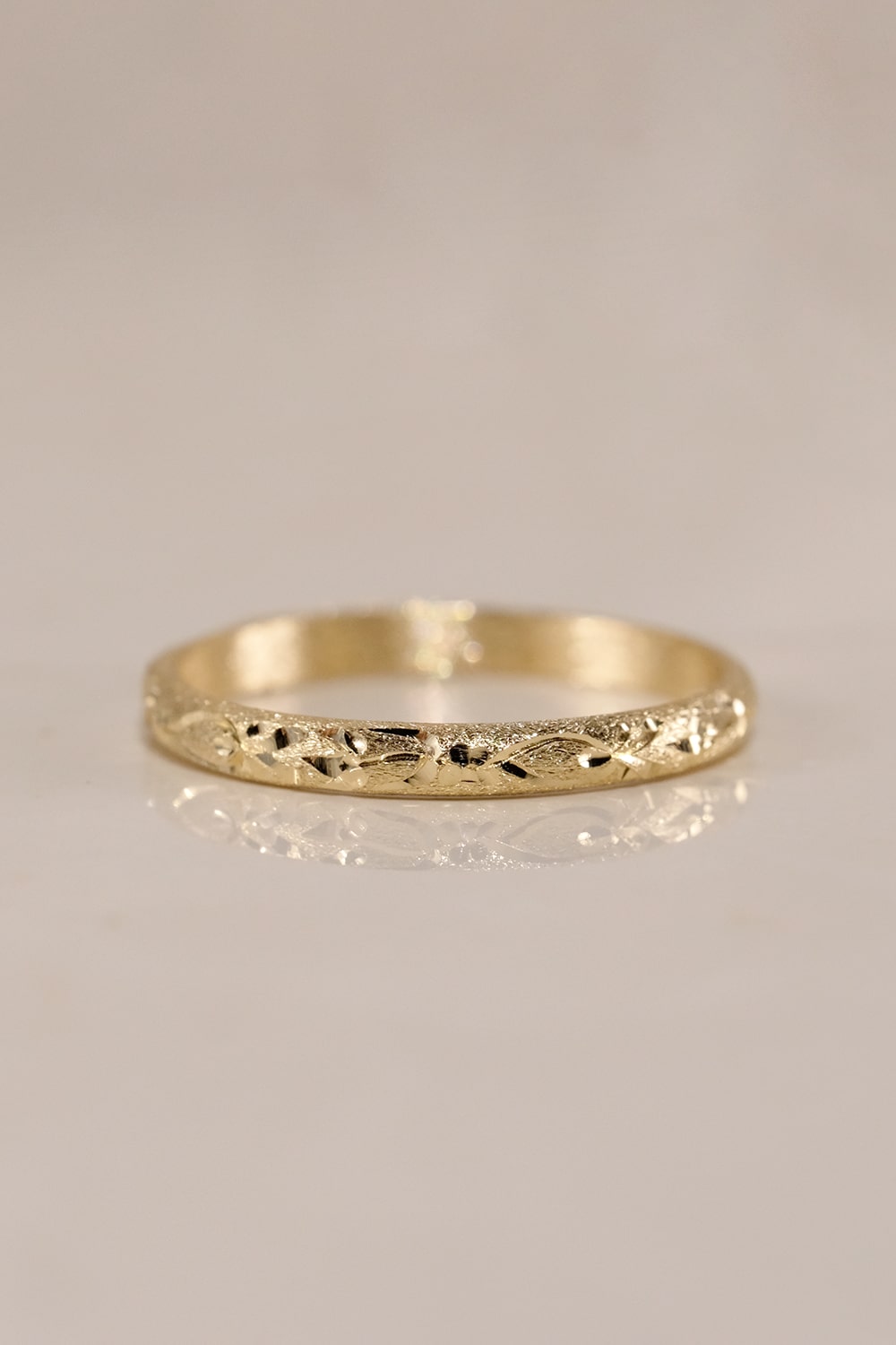 Dome Engraved Wedding Ring
