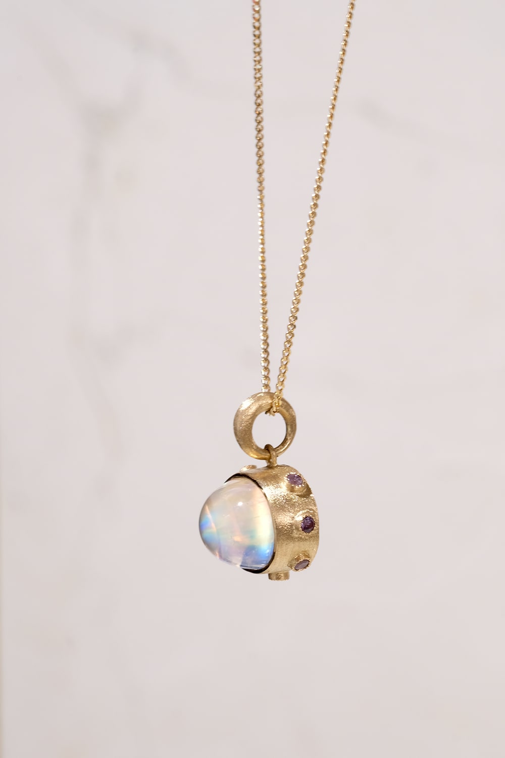 Rainbow Moonstone & Bekily Blue Garnet Necklace