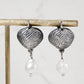 Silver Shell Pearl Earrings (Wave)