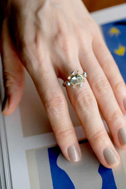 One Aquamarine Ring