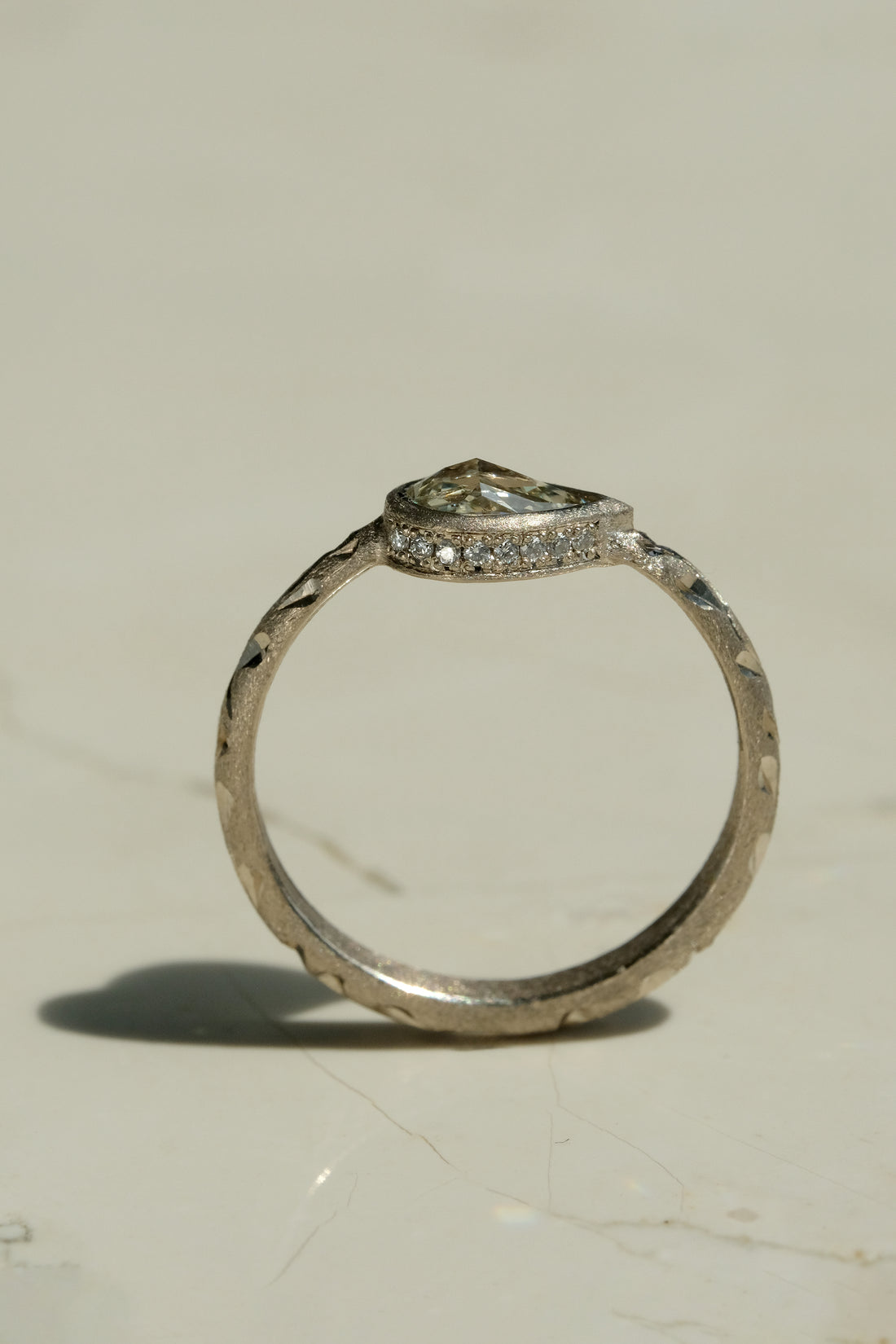 Clematis White Gold Diamond Ring