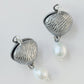 Silver Shell Pearl Earrings (Wave)