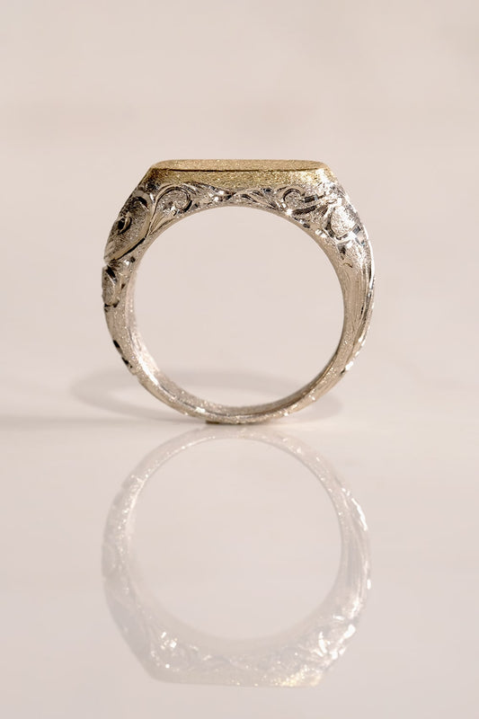 Arabesque White Gold Signet Ring