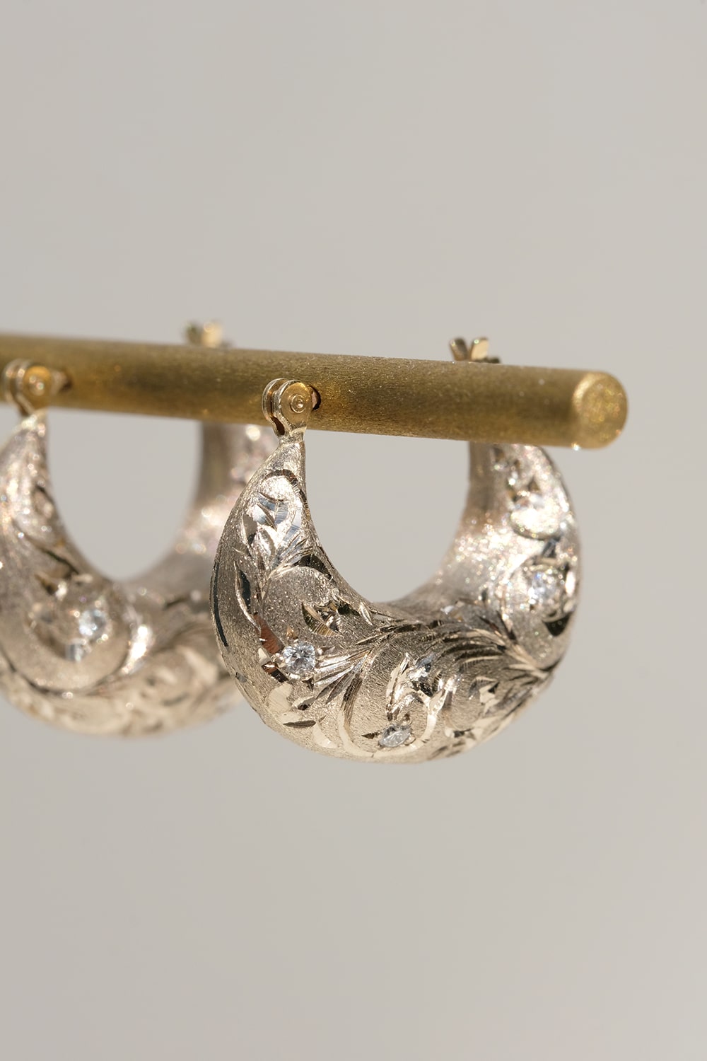 "çiçek" White gold botanical earrings-muska jewelry